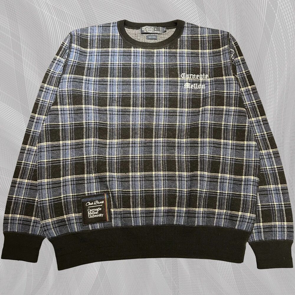 Oak Brook x Carnegie Mellon University Upcycled Tartan Plaid Sweater Size Large